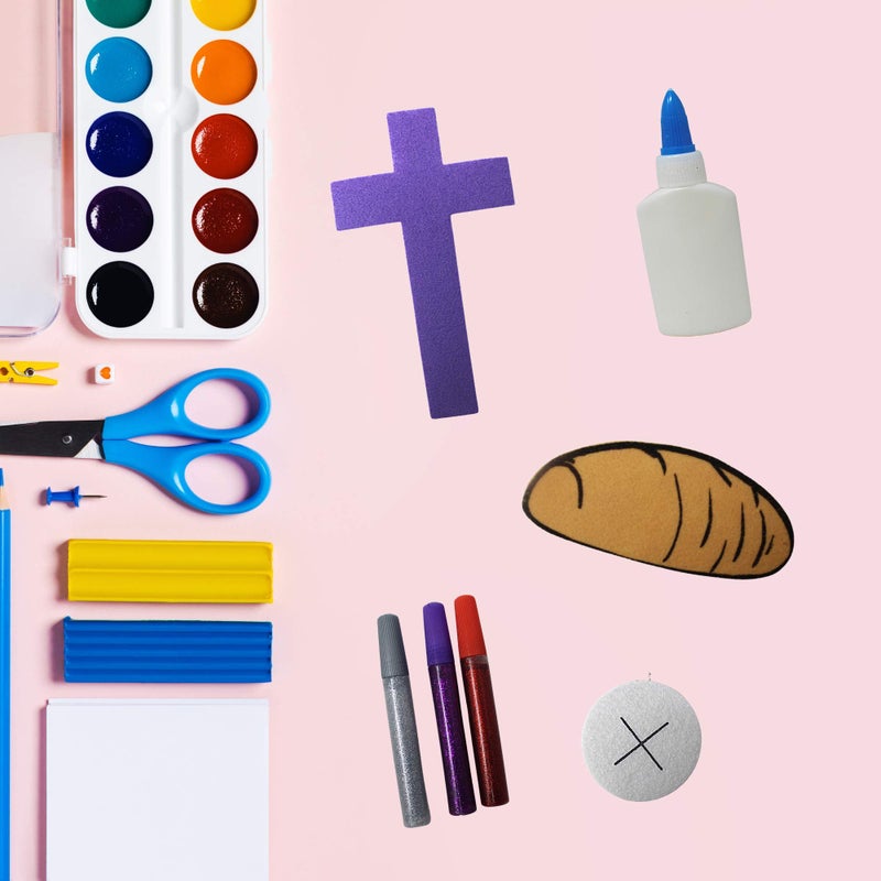 Autom First Holy Communion Banner Kit Arts and Crafts for Catholic Children, DIY Sunday School Church Activity with Felt and Glitter Pens, 16 Inch - Image 4